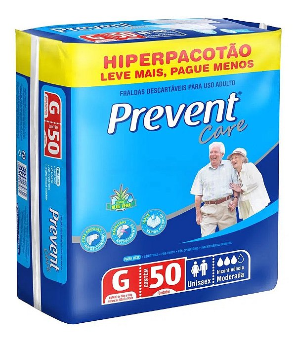 Fralda Adulto Prevent Care G com 50 unidades