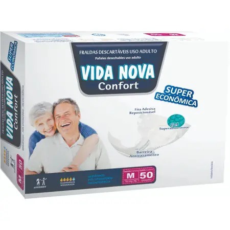 Fralda Adulto Vida Nova M com 50 unidades