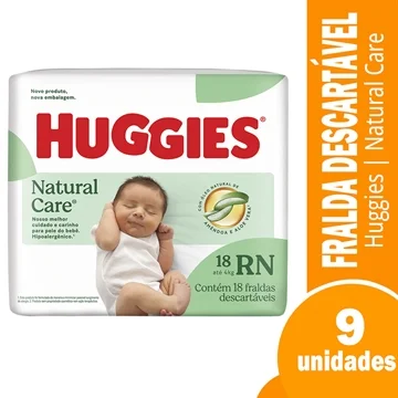 Fralda Infantil Huggies Natural Care RN com 18 unidades