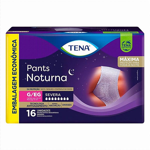 Roupa Íntima Adulto Tena Noturna Pants G/EG com 16 unidades