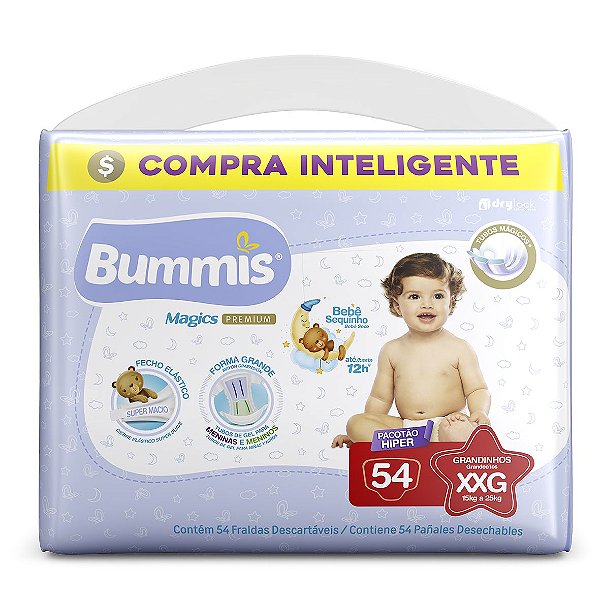 Fralda Infantil Bummis Magics Premium XXG com 54 unidades