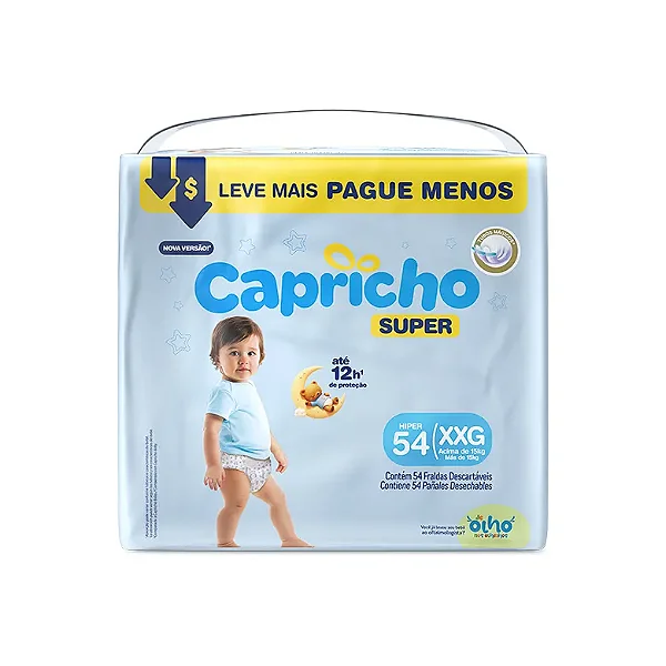 Fralda Infantil Capricho Super XXG com 54 unidades