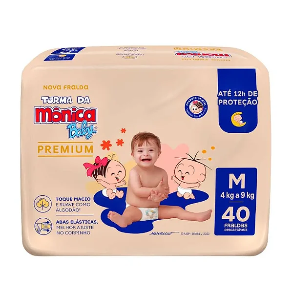 Fralda Infantil Turma da Mônica Premium M com 40 unidades
