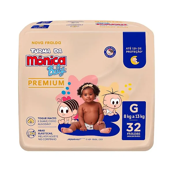 Fralda Infantil Turma da Mônica Premium G com 32 unidades