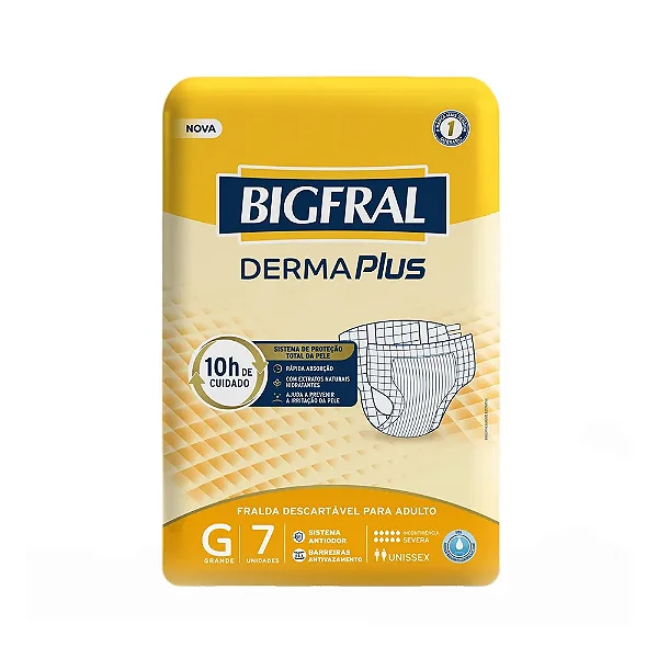 Fralda Adulto BigFral Derma Plus G com 7 unidades