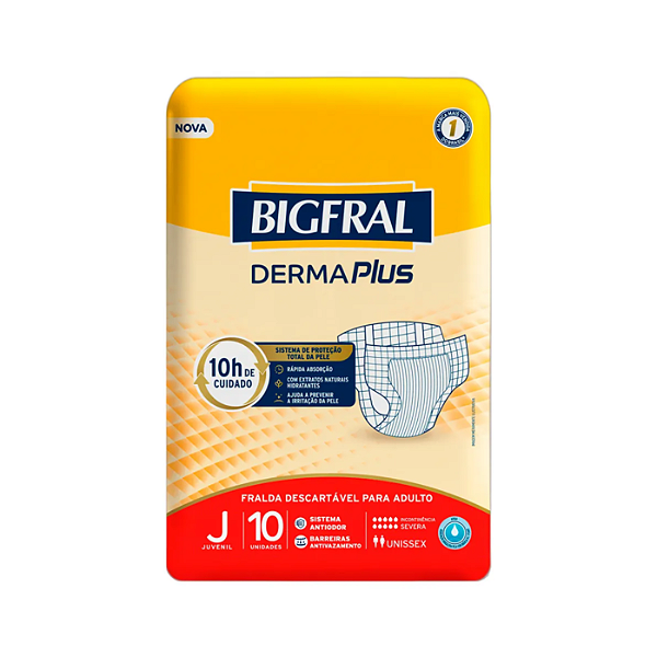 Fralda Adulto BigFral Derma Plus Juvenil com 10 unidades