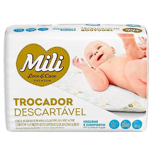 Trocador Descartável Mili Love & Care com 5 unidades