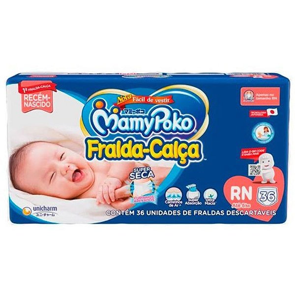 Fralda Infantil MamyPoko Pants RN com 36 unidades