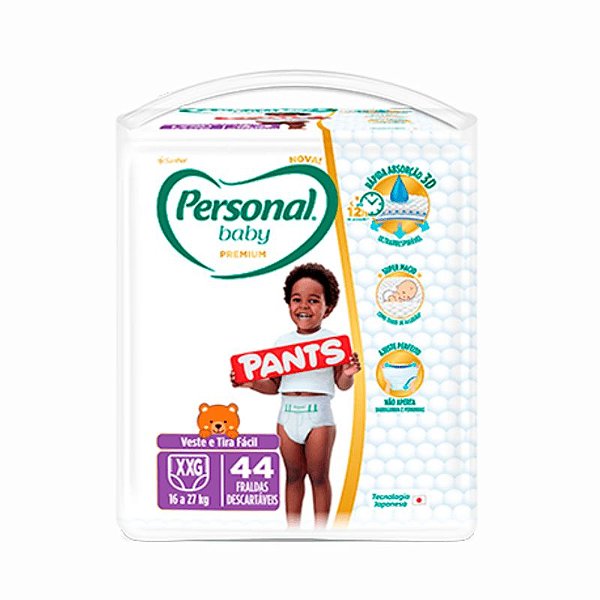 Fralda Infantil Personal Premium Pants XXG com 44 unidades