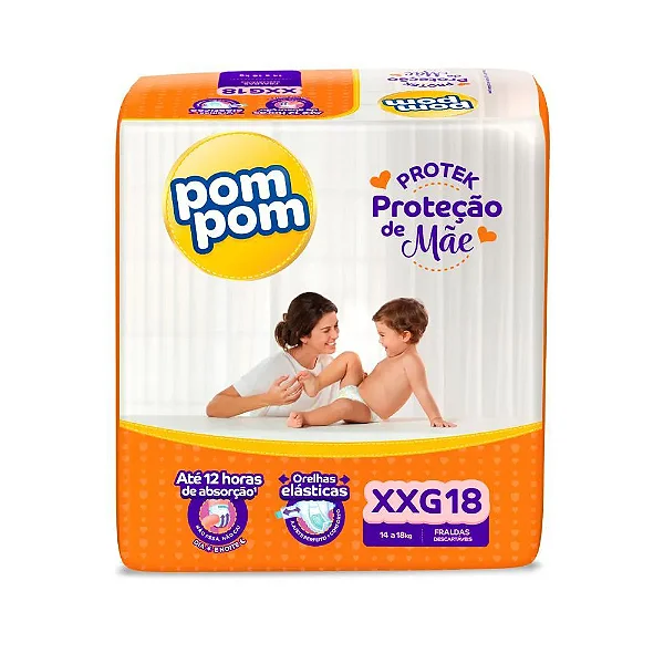 Fralda Pom Pom Protek Proteção de Mãe Jumbo P  30 Unidades