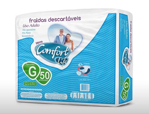 Fralda Adulto Descartável  Confort Life Hiper G 50 unids