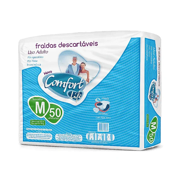Fralda Adulto Descartável  Confort Life Hiper M 50 unids