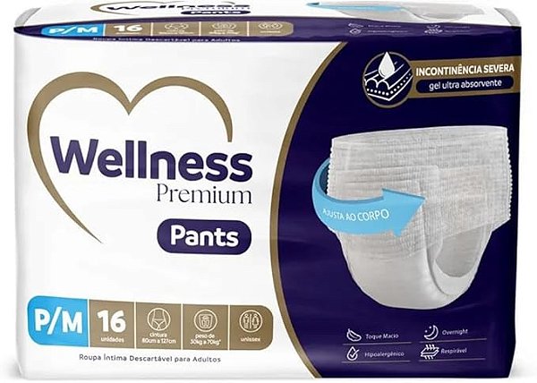 Roupa Íntima Adulto Wellness Premium Pants P/M 16 unidades