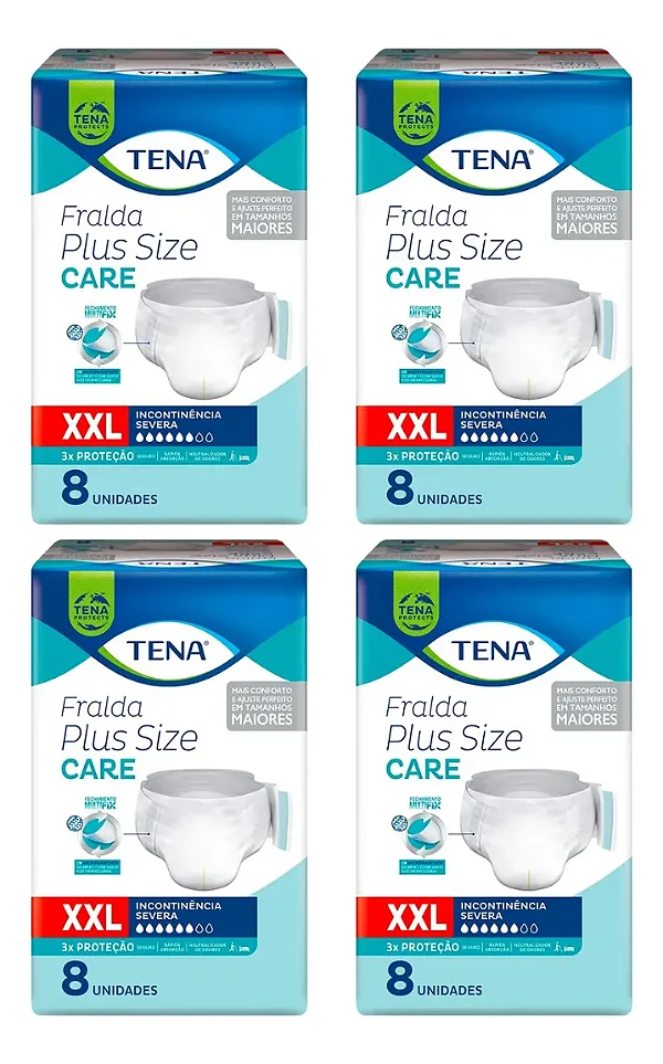 Kit Fralda Adulto Descartável Tena Plus Size Care XXL -24 unids