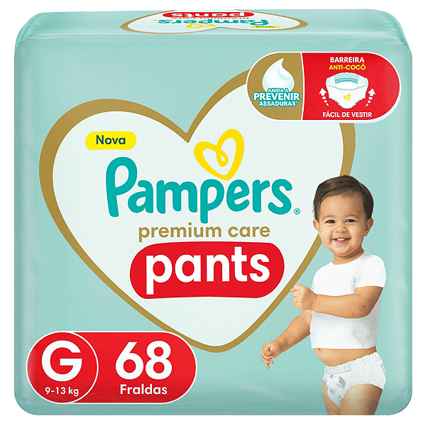 Fralda Pampers Pants Premium Care Roupinha G 68 Unidades