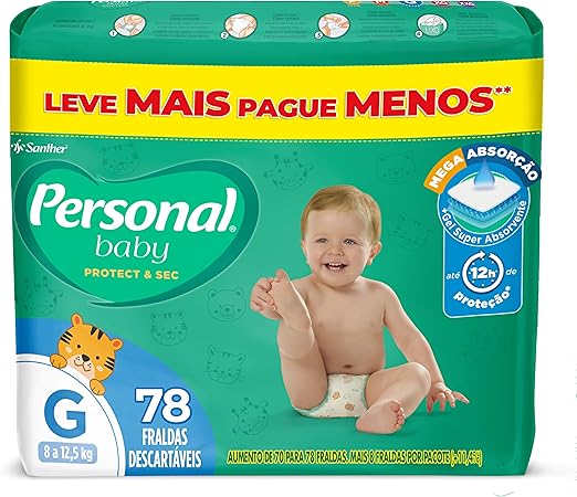 Fralda Infantil Personal baby G com 60 unidades