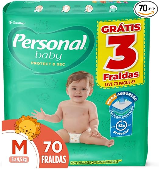 Fralda Infantil Personal baby M com 70 unidades