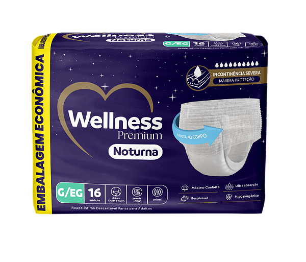 Roupa Intima Adulto Wellness Noturna Pants G/XG 16 unidades