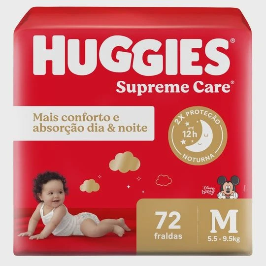 Fralda infantil Huggies Supreme care M 72 unidades