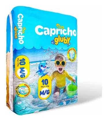 Fralda Infantil Capricho Gluby Piscina M/G 10 un