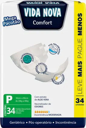 Fralda Adulto Vida Nova P com 34 unidades