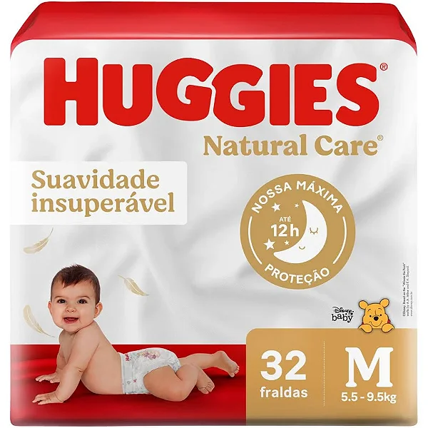 Fralda Infantil Huggies natural Care M 32 unidades