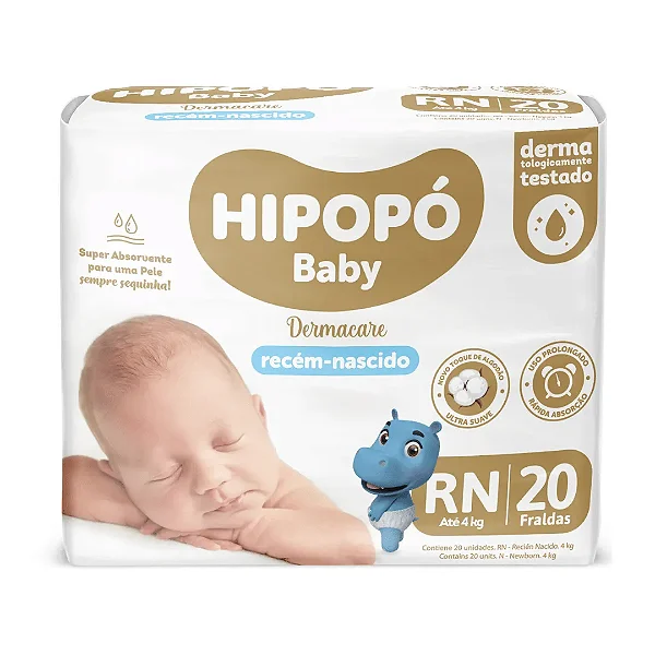 Fralda Hipopo Baby Pratico RN 8X20