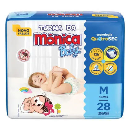 Fralda Infantil Turma da Mônica Jumbo - M  28 unidades