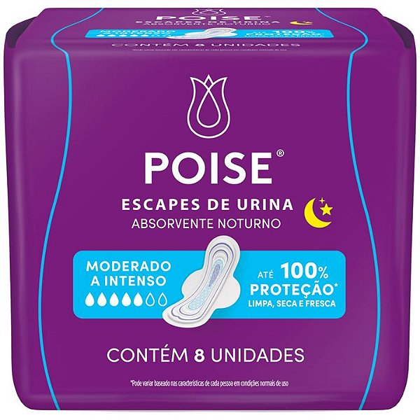 Absorvente Adulto Feminino Poise  com 8 unidades