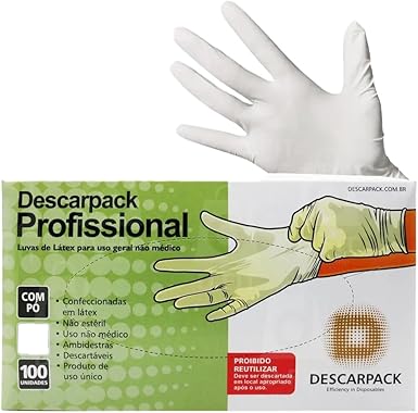 Caixa de Luva Látex G Descarpack 100 unidades