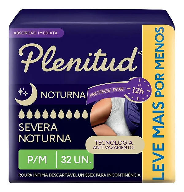 Roupa Íntima Adulto Plenitud  Noturna Pants  P/M 32un