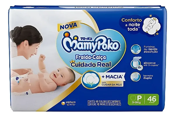Fralda Infantil MamyPoko Pants P com 46 unidades