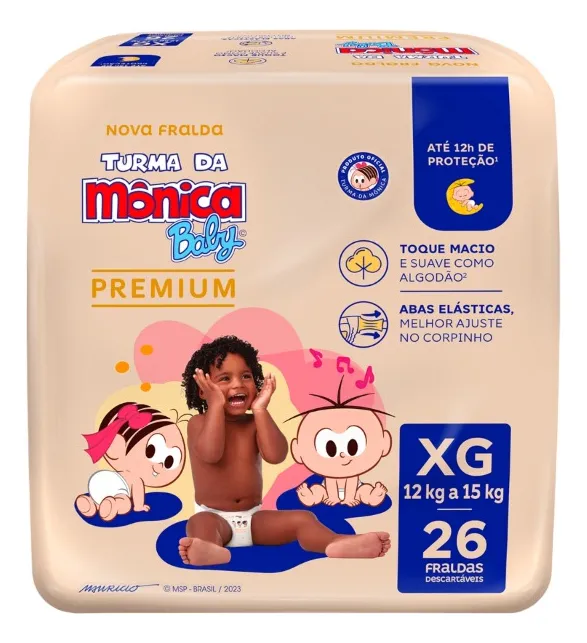 Fralda Infantil Turma da Mônica Premium XG com 26 unidades
