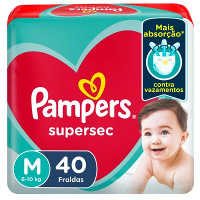 Fralda Infantil Pampers SuperSec M com 40 unidades