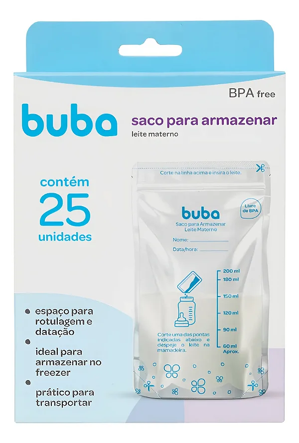 Saco para armazenar leite materno