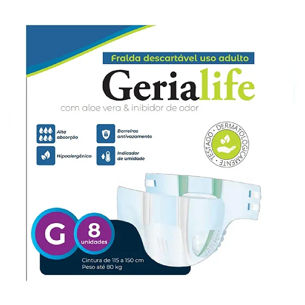 Fralda Adulto Gerialife - G - 8 unidades