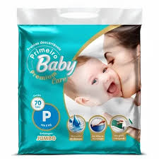 Fralda Infantil Primeiro Baby Premium Jumbo P 70 unidades