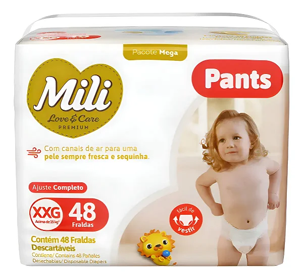 Fralda Infantil Mili Lovecare Pants XXG 48 unidades