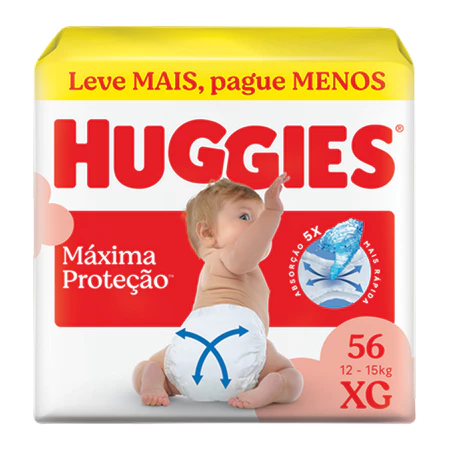 Fralda Infantil Huggies Maxima Proteção XG 56 unidades
