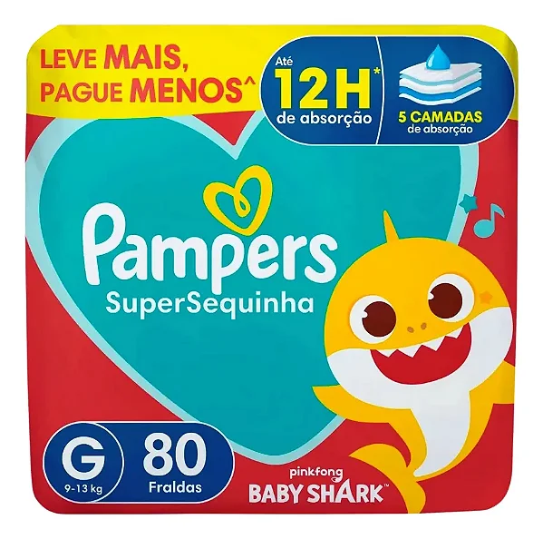 Fralda Infantil Pampers SuperSequinha G 80 unidades