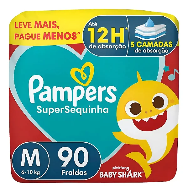 Fralda Infantil Pampers SuperSequinha M 90 unidades