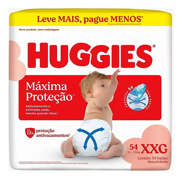 Fralda Infantil Huggies Maxima Proteção XXG 54 unidades