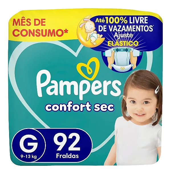 Fralda Infantil Pampers Confort Sec G 92 unidades