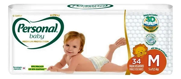 Fralda Infantil Personal Premium M com 34 unidades