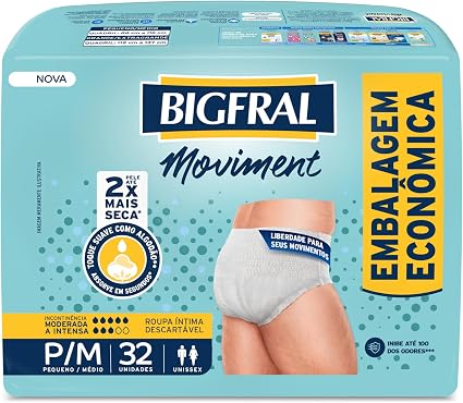 Roupa Íntima Adulto Bigfral Moviment P/M 32 unidades