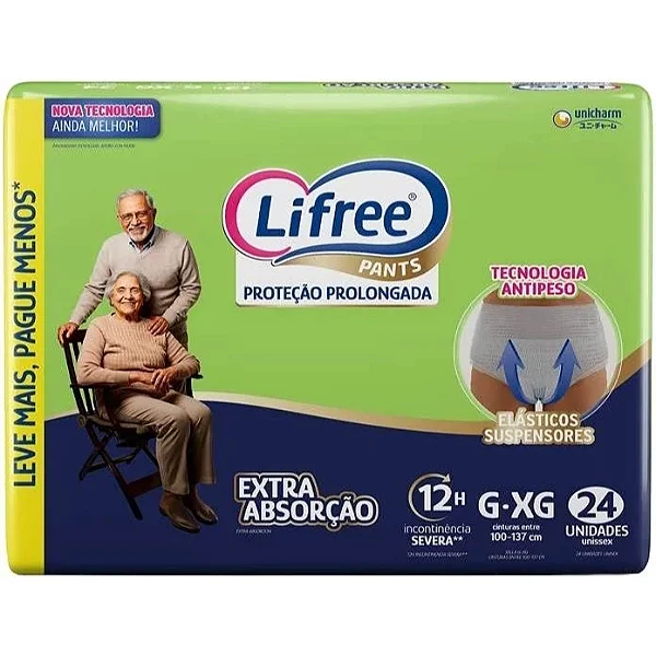 Roupa Intima Adulto Lifree Extra Absorção G/XG 24 unidades