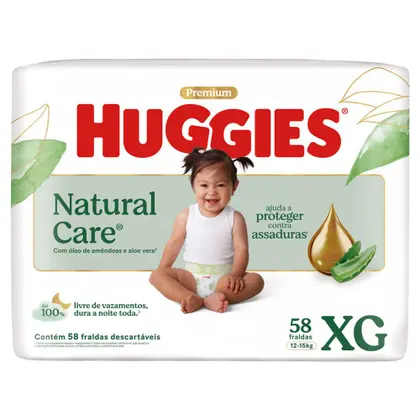 Fralda Infantil Huggies Premium Natural Care XG 58UN