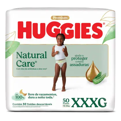 Fralda Infantil Huggies Premium Natural Care XXXG 50UN