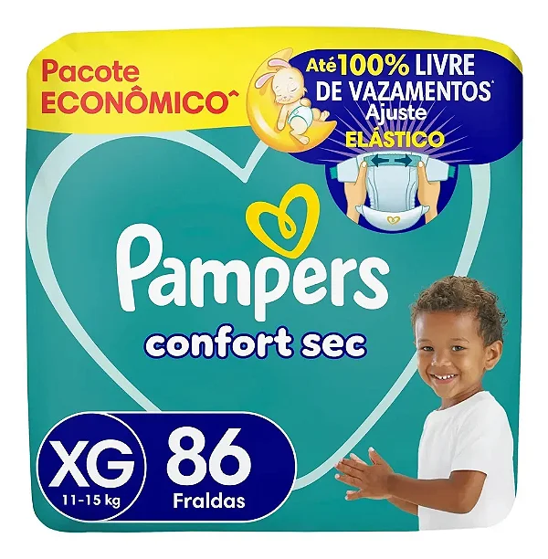 Fralda Infantil Pampers Confort Sec XG 86 unidades