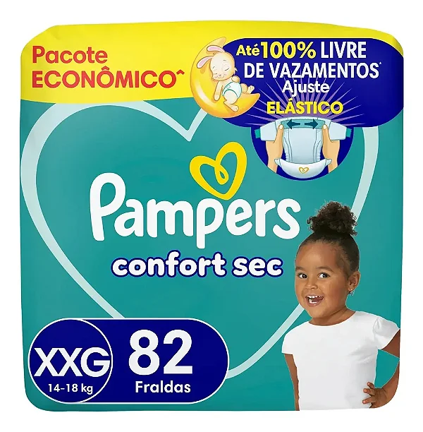 Fralda Infantil Pampers Confort Sec XXG 82 unidades